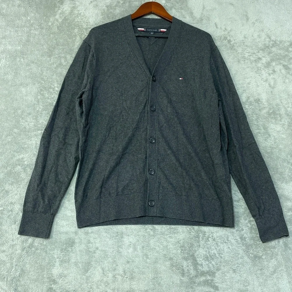 NWOT Tommy Hilfiger Cashmare Blend V-Neck Cardigan Sweater Men's XL Gray